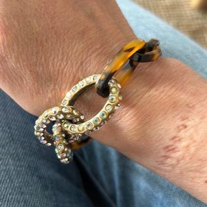 J. Crew Crystal and Tortoise Shell Adjustable Bracelet